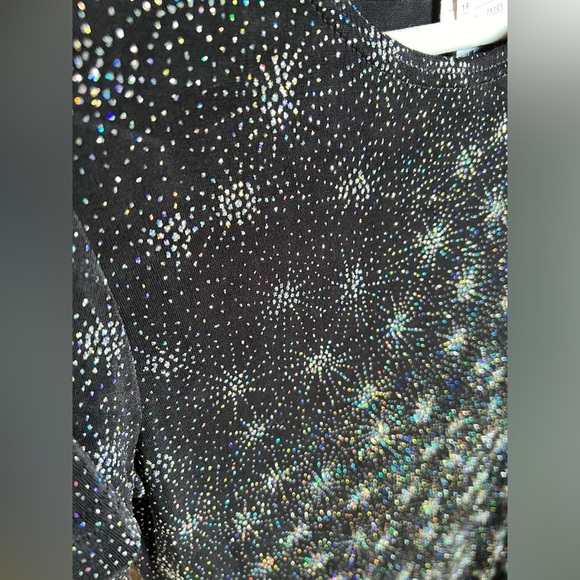 NWT Vintage 90s Y2K Casual Corner Sparkle Glitter Black Midi Cocktail Dress - Picture 4 of 9